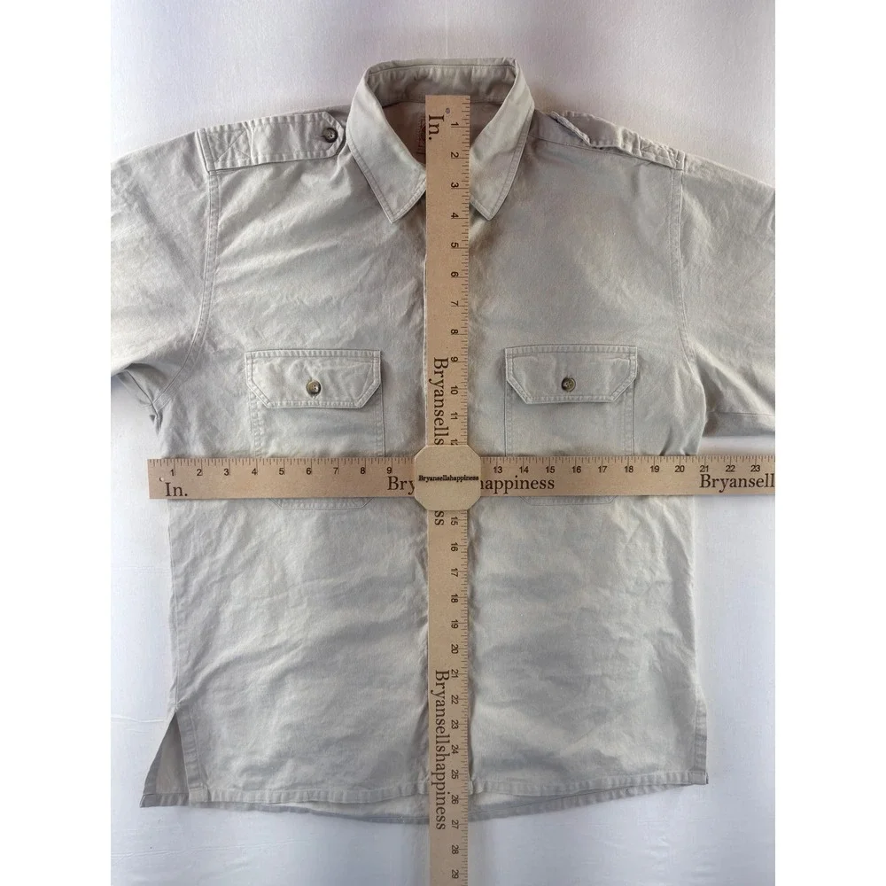 Banana Republic Vintage Safari Shirt Mens Medium Khaki Cotton Epaulets Mill